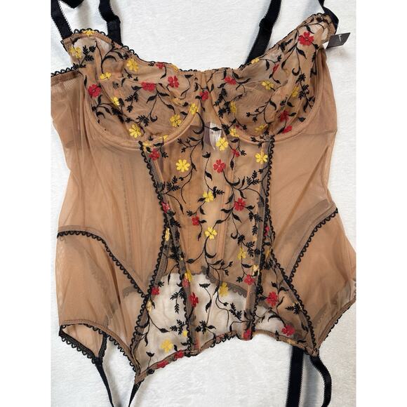 Adore Me Lingerie Mesh Embroidered Bustier Size 36C - Picture 1 of 7